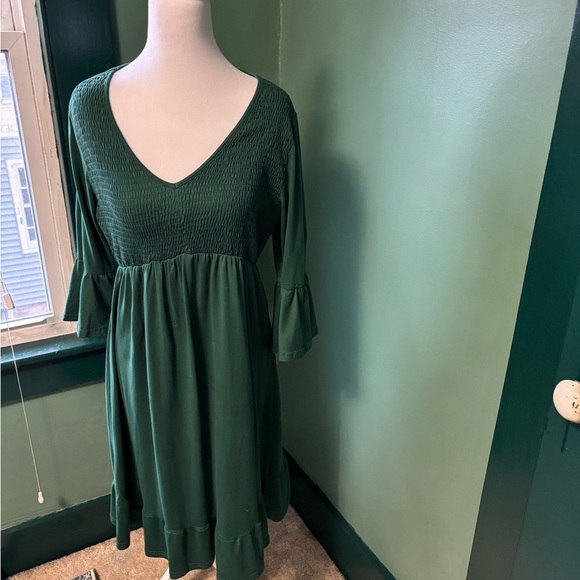 coolmee Dresses & Skirts - Chic Forest Green Long Sleeve Dress